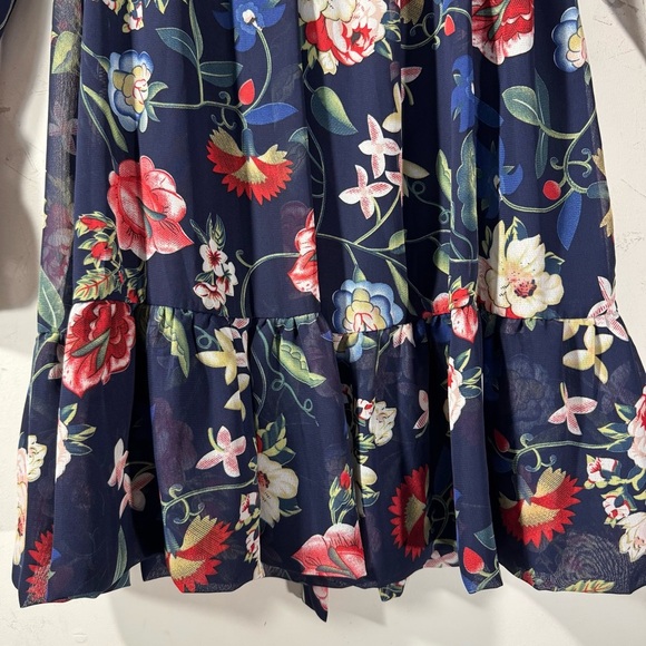 Betsey Johnson Blue Floral Mini Dress Bell Sleeves Dark Cottagecore - Picture 5 of 12